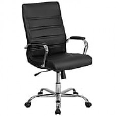 High Back Black Leather Executive Swivel Office Chair with Chrome Arms [GO-2286H-BK-GG]