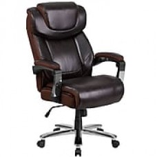 HERCULES Series 500 lb. Capacity Big & Tall Brown Leather Executive Swivel Office Chair (GO2223BN)