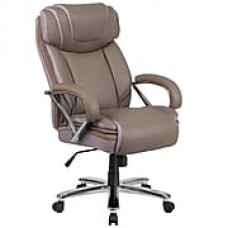 HERCULES Series 500 lb. Capacity Big & Tall Taupe Leather Executive Swivel Office Chair with Extra Wide Seat (GO2092M1TP)