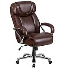 HERCULES Series 500 lb. Capacity Big & Tall Brown Leather Executive Swivel Office Chair with Extra Wide Seat