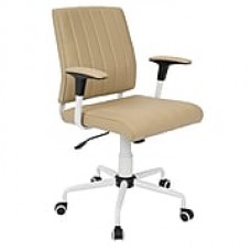 Lumisource Cache Contemporary Faux Leather Office Chair, Cashmere/White (OFC-CACH W+BG)