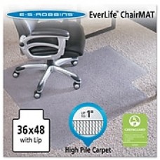 ES Robbins® EverLife™ Chair Mats for High to Extra-High Pile Carpet, 36" X 48", Carpets, Clear (124054)