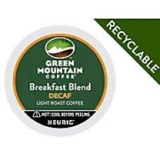 Green Mountain® Breakfast Blend Decaf Coffee, Keurig® K-Cup® Pods, Light Roast, Decaffeinated, 24/Box (5000082433/7522)