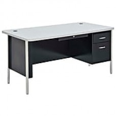 Sandusky Lee® 600 Series Steel Teachers Desk, 60W x 30D, Single Pedestal, Black/Grey Nebula