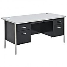 Sandusky® 60" x 30" Double Pedestal Steel Teachers Desk, Black/Grey Nebula