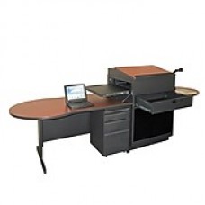 Marvel® Vizion® 72" x 30" Laminate Teacher's Desk W/Media Center/Acrylic Door; Cherry