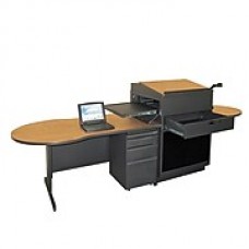 Marvel® Vizion® 72" x 30" Laminate Teacher's Desk W/Media Center/Acrylic Door; Oak