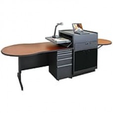 Marvel® Vizion® 72" x 30" Laminate Instructors Desk W/Media Center/Acrylic Door; Cherry