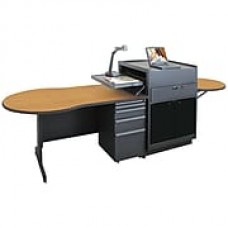 Marvel® Vizion® 72" x 30" Laminate Instructors Desk W/Media Center/Acrylic Door; Oak