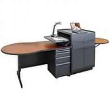 Marvel® Vizion® 72" x 30" Laminate Instructors Desk W/Media Center/Steel Door; Cherry