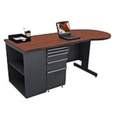 Marvel® Zapf® 75" x 30" Laminate Teachers Conference Desk W/Bookcase; Collectors Cherry