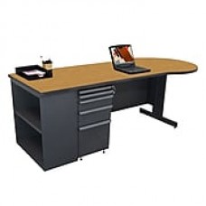 Marvel® Zapf® 87" x 30" Laminate Teachers Conference Desk W/Bookcase; Solar Oak