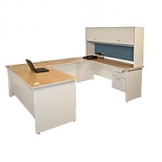 Marvel® Pronto® 8'6" x 6' Laminate U-Shaped Desk W/Flipper Door Unit; Slate