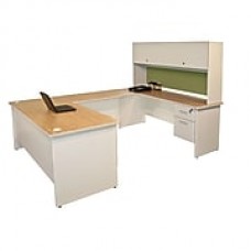 Marvel® Pronto® 8'6" x 6' Laminate U-Shaped Desk W/Flipper Door Unit; Peridot