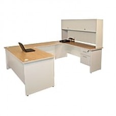 Marvel® Pronto® 8'6" x 6' Laminate U-Shaped Desk W/Flipper Door Unit; Chalk