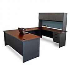 Marvel® Pronto® Laminate U-Shaped Desk with Flipper Door Unit, Slate