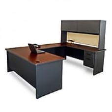 Marvel® Pronto® 8'6"L x 6'W U-Shaped Desk with Flipper Door Unit, Beryl Laminate