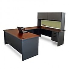 Marvel® Pronto® 8'6" x 6' Laminate U-Shaped Desk W/Flipper Door Unit; Peridot