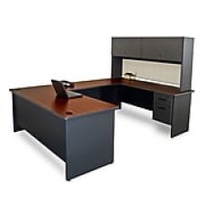 Marvel® Pronto® 8'6" x 6' Laminate U-Shaped Desk W/Flipper Door Unit; Chalk