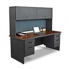 Marvel® Pronto® 72" x 30" Laminate Double Pedestal Desk W/Flipper Door Cabinet; Slate