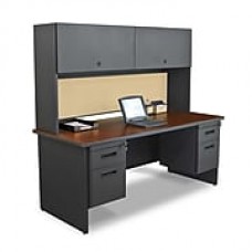 Marvel® Pronto® 72" x 30" Laminate Double Pedestal Desk W/Flipper Door Cabinet; Beryl