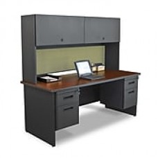 Marvel® Pronto® 72" x 30" Laminate Double Pedestal Desk W/Flipper Door Cabinet; Peridot