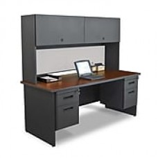 Marvel® Pronto® 72" x 30" Laminate Double Pedestal Desk W/Flipper Door Cabinet; Chalk