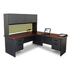 Marvel® Pronto® 72"L x 78"W Laminate Desk with Return and Pedestal, Dark Neutral Peridot