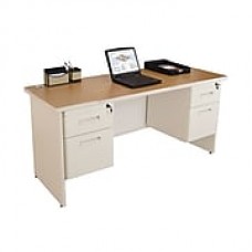 Marvel® Pronto® 60" x 24" Double Pedestal Credenza Desk; Oak/Pumice