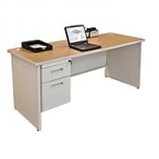 Marvel® Pronto®l 72" x 24" Single Pedestal Desk, Oak/Pumice