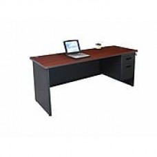 Marvel® Pronto® 72" x 24" Single Pedestal Credenza Desk; Mahogany/Dark Neutral