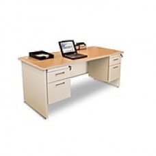 Marvel® Pronto® 60" x 30" Double Pedestal Desk; Oak/Pumice