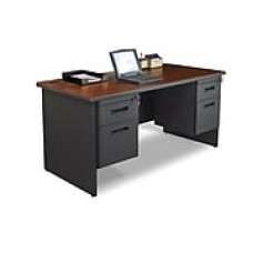 Marvel® Pronto® 60" x 30" Double Pedestal Desk, Mahogany/Dark Neutral