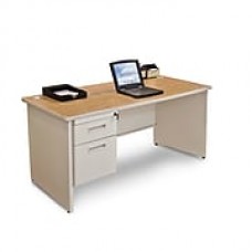 Marvel® Pronto® 60" x 30" Single Pedestal Desk; Oak/Pumice