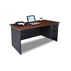 Marvel® Pronto® 60" x 30" Single Pedestal Desk; Mahogany/Dark Neutral