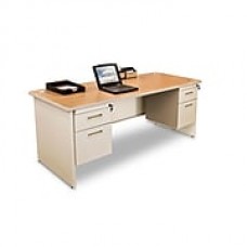 Marvel® Pronto® 66" x 30" Double Pedestal Desk; Oak/Pumice