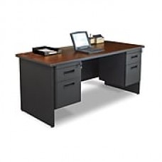 Marvel® Pronto® 66" x 30" Double Pedestal Desk; Mahogany/Dark Neutral