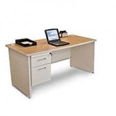 Marvel® Pronto® 66" x 30" Single Pedestal Desk; Oak/Pumice