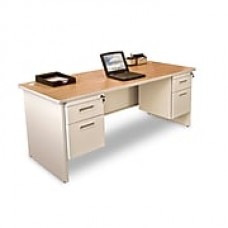 Marvel® Pronto® 72" x 30" Double Pedestal Desk; Oak/Pumice