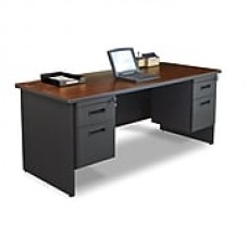 Marvel® Pronto® 72" x 30" Double Pedestal Desk; Mahogany/Dark Neutral