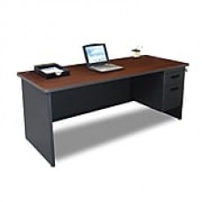 Marvel® Pronto® 72" x 36" Single Pedestal Desk; Mahogany/Dark Neutral