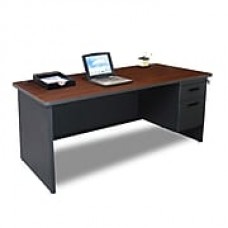 Marvel® Pronto® 66" x 30" Single Pedestal Desk; Mahogany/Dark Neutral