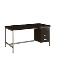 Monarch® Hollow-Core Wood/Silver Metal Office Desk, Cappuccino