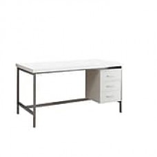 Monarch® Hollow-Core Wood/Silver Metal Office Desk, White