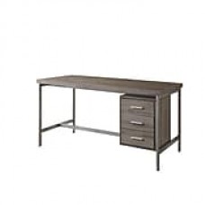 Monarch® Reclaimed Hollow-Core Wood/Silver Metal Office Desk, Dark Taupe