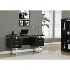 Monarch Specialties 60"L Computer Desk, Cappuccino, Silver Metal (I 7080)