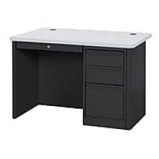 Sandusky 900 Series Teacher Desk, 48W x 30D x 29.5H, Single Pedestal, Black/Grey Nebula