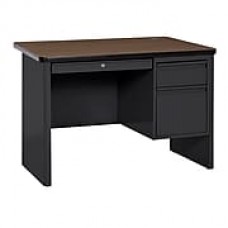 700 Series Teacher Desk 48Wx30Dx29.5H Single Pedestal Black/Walnut