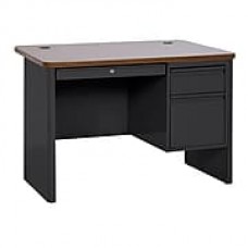 Sandusky 700 Series Teacher Desk, 48W x 30D x 29.5H, Single Pedestal, Black/Medium Oak