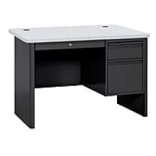 Sandusky 700 Series Teacher Desk, 48W x 30D x 29.5H, Single Pedestal, Black/Grey Nebula